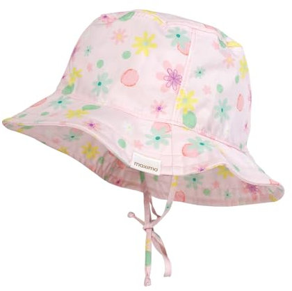 maximo MINI Girl - Hut, für Mädchen in rosa mit Blüten und Bindeband, mit Futter, UV 50, Made in Germany, Gr. 49