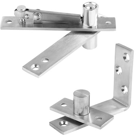 NQEUEPN 2pcs Heavy Duty Stainless Steel Invisible Pivot Hinges, 180 Degree Rotation, Silver, 220 Pounds Capacity, Door Mount, 2 Count