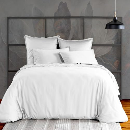 Housse de Couette 240x260 cm Satin de Coton Blanc