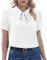 Yommay Damen Bluse Sommer Dressy Chiffon Tops Kurzarm Tunika Shirt Krawatte Hals Oberteile Elegant T Shirts,Weiß,XXL