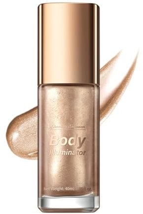 NAOLVE Körper Highlighter Öl, Schimmerndes Körperöl, Schimmernde Körperlotion, Body Glow Oil, Body Luminizer Schimmeröl, Körper Glow Illuminator, Body Shimmer Oil,für Gesicht Körper (Roségold)