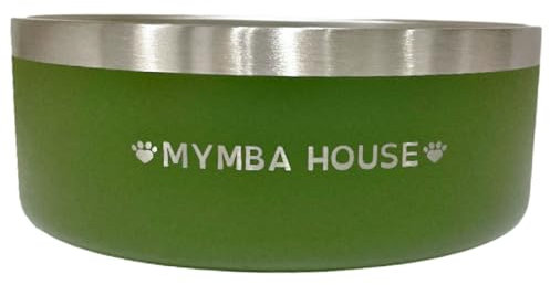 MYMBA - Cuenco de Acero Inoxidable para Mascotas - Resistente e Higiénico, Plato de Comida y Agua para Gatos y Perros, Base Antideslizante, Fácil de Limpiar, Agua Fria, Tipo Yeti (Verde)