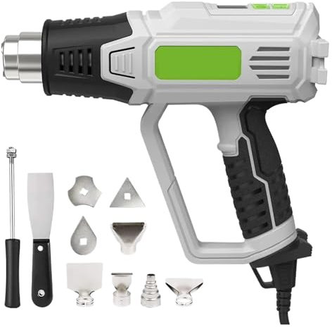 MZZYG Heat Gun Hot Air Gun With LCD Temperatures Adjustable Heat Gun Thermal Blower Shrink Wrapping With 5 Nozzles High Power Construction Drye For Shrinking PVC, Crafts, Paint Stripping, Car Fi