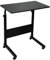 simpa Height Adjustable Mobile Laptop Table Workstation with Metal Frame & Rolling Castors - Black