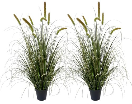 AfanD Künstliche Graspflanze, 91 cm hoch, 2 Stück Kunstpflanzen und Blumen im Topf, dekorativ für drinnen und draußen