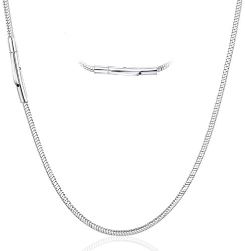 Uwiyo Snake Chain Necklace, 2/3/4mm Stainless Steel Men Round Snake Chain Necklaces Silver Black Thin Snakes Chain Necklace Cable Snakes Rope Chain for Men Women (Silver-3mm, 18.00)