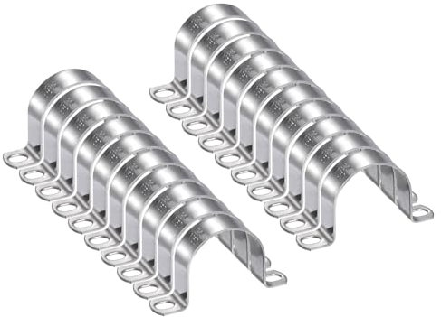 HARFINGTON 30pcs 2 Inch 50mm Conduit Clamps, M50 U Tube Pipe Clamp, Stainless Steel Rigid Pipe Strap, U Shaped Bracket with Two Hole for Pipe Tube Hose Wire Cord,Thick
