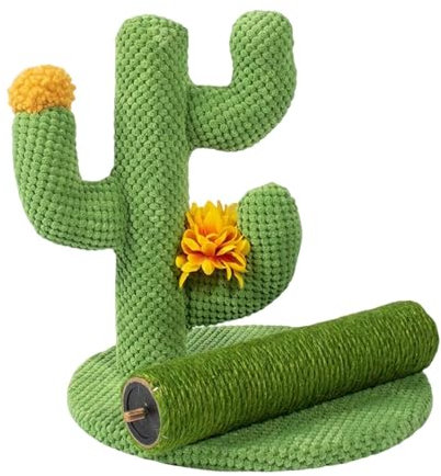 Tiragraffi per gatti Cactus - Tiragraffi per gatti verticale, Tiragraffi per gatti interattivo con 3 tiragraffi, Cactus tiragraffi per gatti, Cactus tiragraffi per gatti domestici e gattini adulti