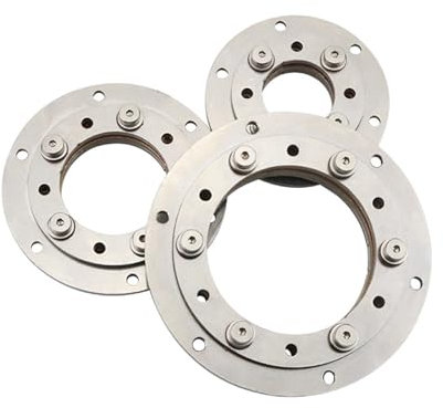 Adjustable Damping Rotating Axis Bearing304 Stainless Steel Circular Flange Plate 360-Degree Arbitrary Overlapping Hole Hinges 1Pcs(5.0N.m(Hole 75mm))