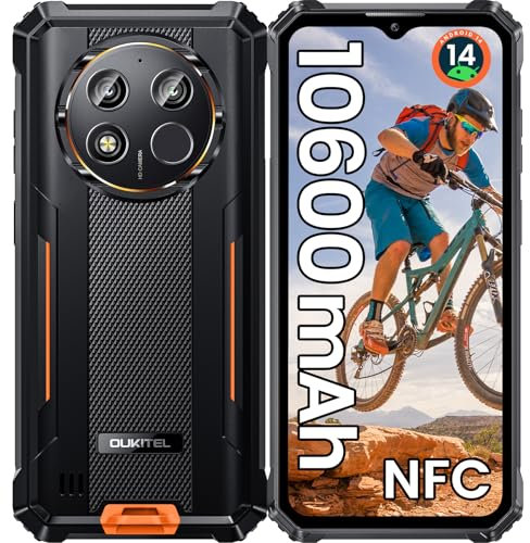 OUKITEL WP28E Téléphone Portable Incassable Android 14, 10600mAh Smartphone incassable, 16Go RAM+64Go ROM/1To, Écran 6.52 HD, Caméra 13MP, IP68/IP69K Telephone Portable 4G Dual SIM/GPS/OTG/NFC- Orang