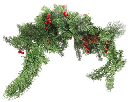 OKUMEYR Led-weihnachtskranz Für Außen Hängende Blättergirlande Mit Lichterkette Weihnachtsdekoration Für Schlafzimmer Kamin Tischdeko Natürliche Rankenzweige Für Feiertage