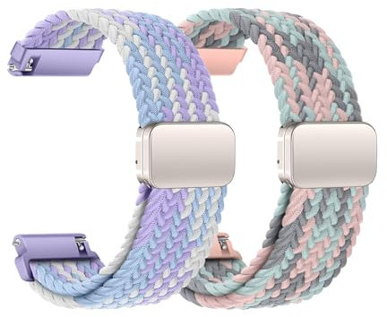 KUBFDL Nylon Uhrenarmband 20mm 22mm Elastisch Armband mit Magnetisch Verschluss für Damen Herren Schnellverschluss Smartwatches Ersatzarmband Verstellbares Atmungsaktive Sport Uhrenarmbänder