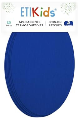 12 Rodilleras color Azulón termoadhesivas para planchar. Coderas para proteger tu ropa y reparación de pantalones, chaquetas, jerseys, camisas. 16 x 10 cm.
