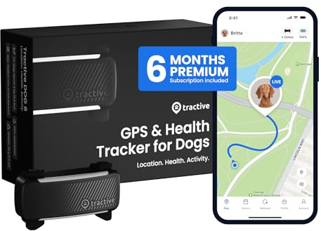 Tractive Smart Dog GPS Tracker with 6 Month Subscription | Live Pet Tracker with Virtual Fence | Vital Signs Monitoring of Heart & Respiratory Rate | Bark Monitoring | Dog Collar Attachment (Black)