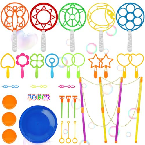 Riesenseifenblasen Stäbe Set 30 Stück XXL Riesen Seifenblasen Stab für Kinder Seifenblasenpfeife Erwachsene für Spielsachen für Draußen Gartenspielzeug Kinder ab 8 Jahre Seifenblasen Mitgebsel