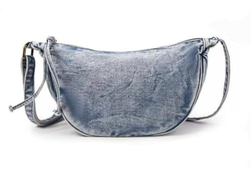Denim Tasche Crossbody Bag Schultertasche Jeans Bauchtasche Retro Canvas Vintage (Hellblau)