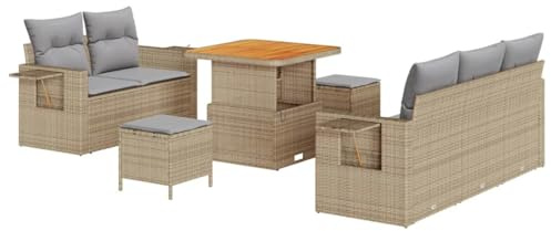 vidaXL Gartensofa-Set 10 STK. Beige und Hellgrau Poly-Rattan