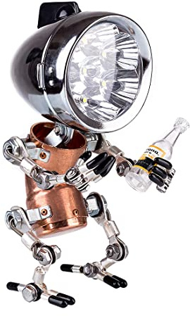 BrightBud 3D Metall Puzzle Steampunk Roboter Tischlampe, Vintage Industrial Tischlampe Steampunk Lampe Eisen Retro Nachttischlampe, Retro-Deko & Geschenkidee für Erwachsene, Bowed Head No.5