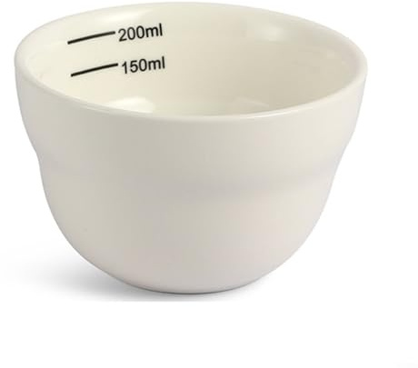 Kaffee-Schröpfschalen Porzellan-Messbecher mit rutschfestem Boden für Espresso-Dosierung und Kaffeebohnenwiegen, genaue Kapazität für selbstgebrühte Verkostung (weiß)