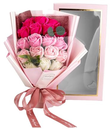 Artificial Soap Roses Bouquet - Elegant Scented Fake Flowers | Creative Floral Decoration for Birthday, Holiday, Bridal Shower, Engagement Event, Graduation Banquet, Festive Display, Lovely Present
