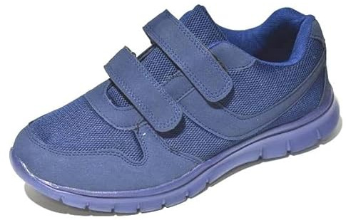 Men’s Lightweight Hook & Loop Walking Trainers – Breathable Mesh Comfortable Everyday Shoes with Cushioned Sole, Easy Fastening Wide Fit Casual Sneakers for Daily Wear UK Size 6-12. Navy