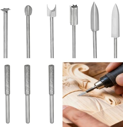 Tallar Madera 3mm Juego de Brocas para Tallar Madera Rotary Burr Set For Rotary Tool Hss High Hardness Rotary Tools Drill Bit Herramientas for Carving Set With Grinding Head
