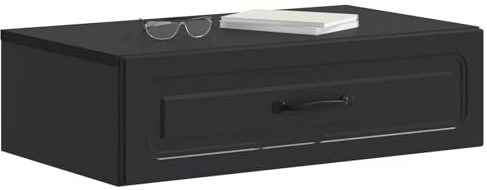 vidaXL Wandmontierter Beistelltisch Schwarz 59 x 34,5 x 17 cm, Moderner Wohnungsstauraum, vielseitiger Schrank, rechteckige Bücherregale, platzsparender Organizer für Zuhause