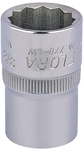 Draper 24830 Elora Bi-Hexagon Socket, 1/2 Square Drive, 3/8 BSW, Blue