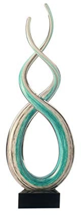 Leonardo Skulptur Rotate, geschwungenes Glas im extravaganten Stil, stehend auf einem schwarzen Sockel, türkis, 38,5 x 13 x 8 cm, 1,5 kg, 064114