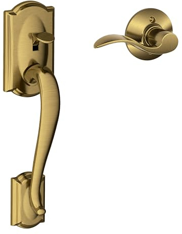 Schlage FE285 CAM 609 Acc LH Camelot Trim Lower Half Front Entry Handleset with Accent Left Hand Lever, Antique Brass by Schlage Lock Company