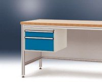 Manuflex ZB4575.0002 Komplettschrank 300 für Tische ALU 600mm Tiefe Rahmen RAL7035 hellgrau Farbe ca