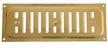 Merriway BH04350 9 x 3 inch Adjustable Sliding Hit and Miss Air Grille (Overall Vent Size: 240 x 90mm), Polished Solid Brass, 240 x 90 mm