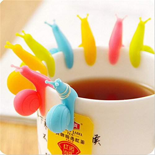 HABI 6 Stück Schnecke Form Silikon Teebeutel Halter Tasse Süßigkeit Farben Geschenk Set Teekocher