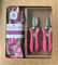 Ladies Mini Pruner Secateurs & Ladies Gardening Gloves (2 Pairs) Set - Bypass & Snipper Pruners – Lightweight Garden Gloves - Best Garden Gift for Women (Medium Glove, Pink/Rose Garden Floral)