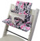 Sitzkissen Ersatzbezug Bezug Kissen-Set Sitzverkleinerer kompatibel mit Stokke Tripp Trapp für Hochstuhl-Kinderstuhl Mod. 2 (Weiß Pinke Bunte Tiere)