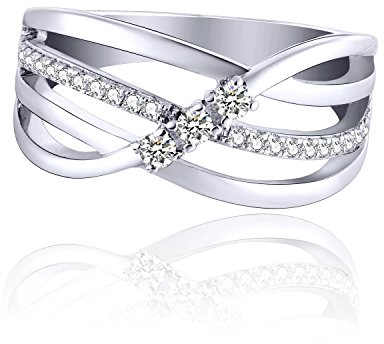 JO WISDOM Damen ring breit silber 925 mit 3A Zirkonia swarovski Verlobungsring,Schmuck für Frauen