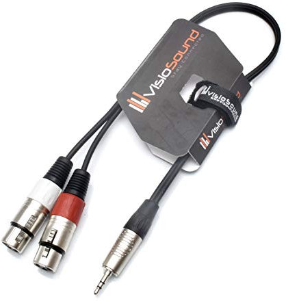 VisioSound 3.5mm Stereo TRS Mini Jack to Twin 2 x Female XLR Lead/Audio Signal Cable 0.5m