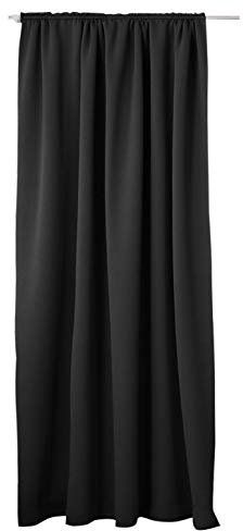 Laneetal Thermovorhang, Verdunklungsvorhang für Wohnzimmer Schlafzimmer, Blickdicht, mit Kräuselband für Schiene, 250g/m² Schwere Wärmeisolierende, 140 x 225 cm, Schwarz