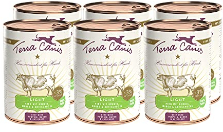 Terra Canis Rind, Kürbis & Mango - Light Nassfutter, 6x400g I Premium Hundefutter in 100% Lebensmittelqualität Aller Rohstoffe I Kalorien- & fettreduziert, Getreide- & glutenfrei