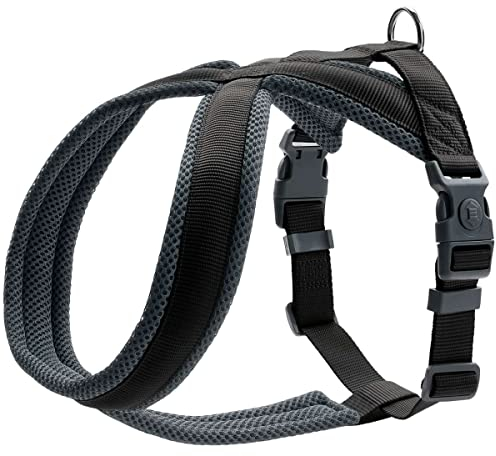 HUNTER Hundegeschirr LONDON COMFORT, atmungsaktives 3D-Mesh, 2-fach verstellbar, Sicherheitsverschluss, reißfest, leicht & pflegeleicht, Farbe: Schwarz, Größe: XS-S