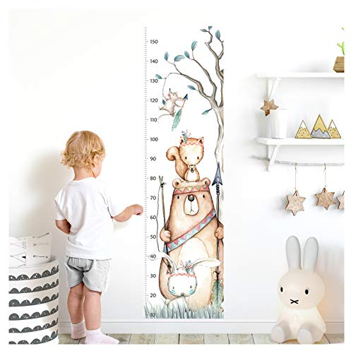Little Deco Wandaufkleber Kinderzimmer Junge Mädchen Messlatte | 150cm Bär Hase Eichhörnchen | Tiere Wandtattoo Kinder Wandsticker Aufkleber Dekoration DL372