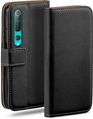 moex Book Case für Xiaomi Mi 10 Handyhülle mit Kartenfach, Hülle klappbar 360 Grad Schutzhülle, Klapphülle Flip Case Cover, PU Leder Handytasche Lederhülle, Schwarz
