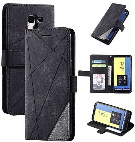 Hülle für Samsung Galaxy J6 2018 Hülle Leder ,Hülle für Samsung SM-J600F/DS Galaxy J6 2018 / SM-J600G/DS SM-J600FN SM-J600FZ SM-J600L SM-J600N / Galaxy On6 2018 Hülle Klapphülle Handytasche Case Black
