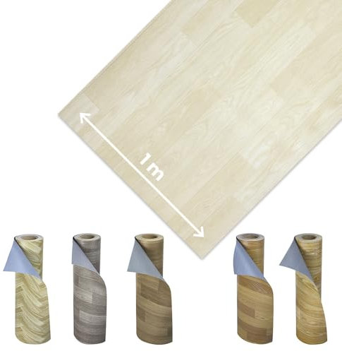 OLIVO.Shop Tappeto PVC Effetto Legno Rivestimento Pavimenti in PVC Vinile Pavimento al Metro Design Legno Impermeabile, Rotolo Facile da Tagliare 1 Metro (Natural, 1x2m)
