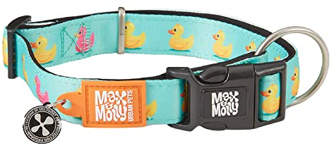 Max & Molly Gotcha! Hundehalsband Halsband Hund mit Smart ID, gepolstertes Neopren Halsband mit Design für große Hunde, wasserdicht, bequem, verstellbar, Ducklings, L