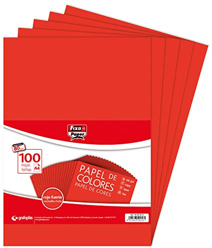 FIXO Paper 65009251 Packung mit 100 Blatt à 80 g, Papier, rot, A4, stück
