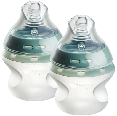 Tommee Tippee Natural Start Silicone Baby Bottles for 0m+, 2x 150ml Baby Bottles, with Slow Flow Breast-Like Teat for a Natural Latch, Self-Sterilising and BPA Free, Baby Feeding Essentials