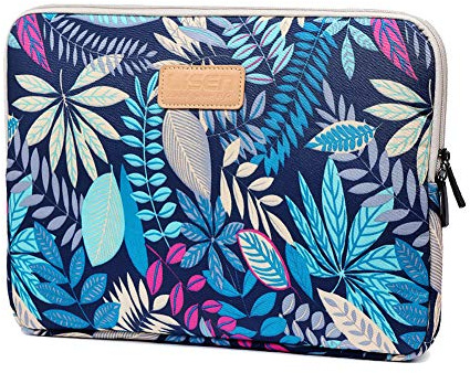 7 Zoll Laptop Aktentasche Hülle, Vintage Blumen Wasserdicht Laptoptasche Aktentasche Schultertasche Notebooktasche Business, Multifunktion Laptop Aktentasche,Blau