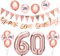 Beainfir 60th Birthday Decorations Set Include Rose Gold Happy 60th Birthday Banner, Triangle Flag Banner,Confetti Latex Balloons and Foil Balloons for Party Decoration Supplies for Girls and Boys