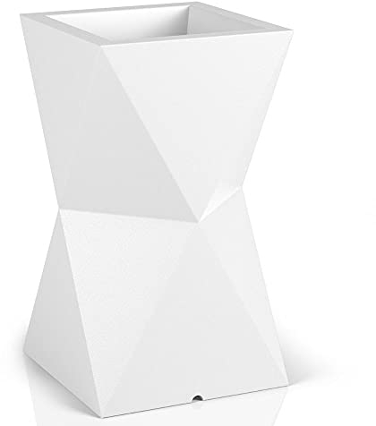 FORVEGA, Valencia hoher Blumentopf ohne Ablage, modernes Design, langlebig, Frost- und UV-beständig, Polyethylen, weiß, 70 cm